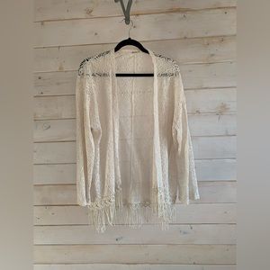 Ardene | White Crocheted Cardigan w Fringe